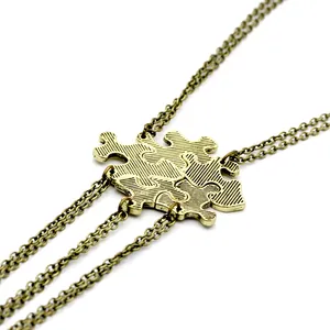 Set di collane con ciondolo a cuore puzzle in bronzo vintage per migliori amiche