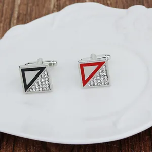 Gemelli da Uomo in Stile Francese a Forma di Quadrato in Vetro e Lega di Zinco Geometrico Smalto Strass Camicia d'Affari Vestito Accessori Regalo