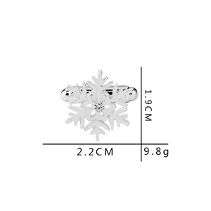 Silver snowflake cufflinks with central diamond zircon for formal French shirt attire