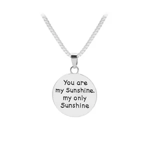 Zilveren box ketting met You are my Sunshine gegraveerde hanger bedel voor dames