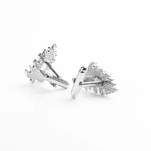 Elegant silver maple leaf metal cufflinks with bullet back closure for business formal wear
