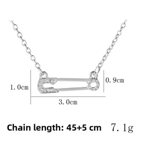 Tableau détaillé des tailles du collier épingle de sûreté argenté avec chaîne 45+5cm