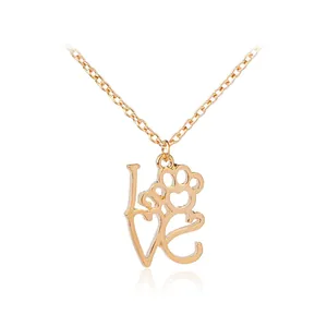Gouden I Love You ketting met hart en pootafdruk hanger voor dames en dierenliefhebbers