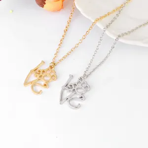 Modieuze kettingset met hart en pootafdruk en I LOVE YOU gravure in goud en zilver