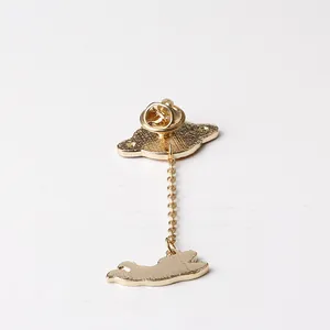 Golden enamel cartoon planet and astronaut brooch pins with dual butterfly clutch backs