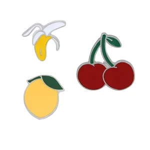 Cartoon Fruit Enamel Brooch Pin Alloy Banana Cherry Lemon Pins For Backpack Clothes Bag Accessories Women Jewelry