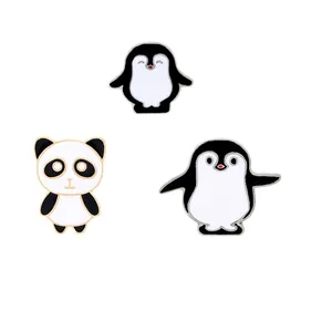 Cartoon Animal Enamel Brooch Pin Alloy Panda Penguin Badge For Clothing Bag Decor Accessory Jewelry Gift For Women Kids
