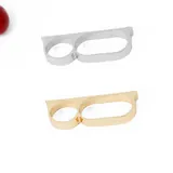 Set di anelli a doppio dito minimalisti in finiture oro e argento lucido