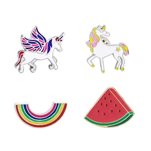 Cartoon Enamel Pin Brooch Cute Unicorn Pegasus Rainbow Watermelon Alloy Drip Oil Lapel Pin Fashion Clothing Accessory Jewelry Gift