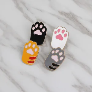 Cute Japanese style cat paw enamel pins set in black white orange and grey for clothes