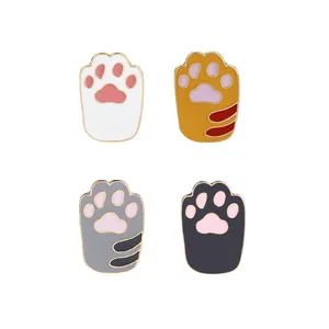 Cute Cat Paw Enamel Brooch Pin Alloy Drip Oil Cartoon Animal Badge Lapel Pins Backpack Decoration Jewelry Accessory Gift