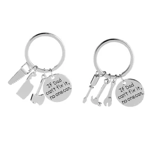 Dad Can Fix It Keychain Zinc Alloy Tool Pendant Hammer Wrench Screwdriver Axe Saw Cleaver Key Ring Fathers Day Gift Men