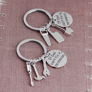 Father's Day axe keychain with engraved tag: If Dad Can't Fix it No One Can