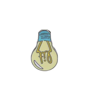 Creatieve Gloeilamp Emaille Broche Pin Met Lit Tekst Cartoon Zinklegering Badge Geel Blauw Pins Voor Rugzak Kleding Decoratie