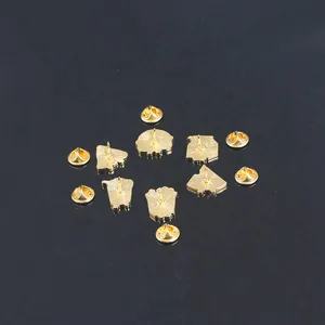 Back view of cute enamel pins with golden metal butterfly clutch and plated alloy finish