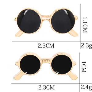 Creative black sunglasses brooch with gold frame for men suit or DIY crafts 1.1x2.3cm