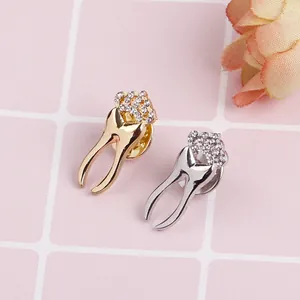 Spille creative a forma di dente con corona e strass scintillanti in oro e argento