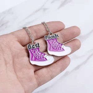 Matching Best Friends purple canvas sneaker pendant necklaces for teen girls