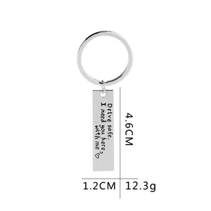 Father's Day silver keychain for Dad with engraved tag measuring 4.6cm by 1.2cm