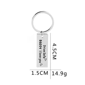 Silver stainless steel keychain engraved with Drive Safe Daddy I Love You for Father's Day