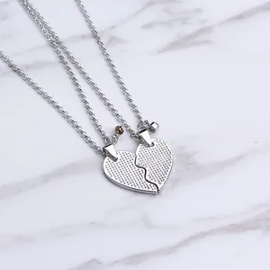 Big Sis Little Sis matching heart necklaces with crystal accents for best friends