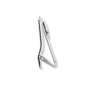 Professional silver metal tie clip with spring clamp and polished mirror finish for men