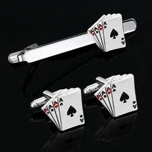 Pince À Cravate Et Boutons De Manchette As De Pique En Alliage Émaillé Pour Homme Accessoires De Costume Mariage Cadeau