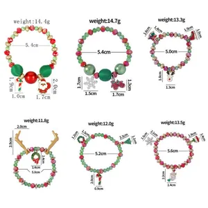 Christmas themed charm bracelets with Santa Claus and candy cane designs in various sizes