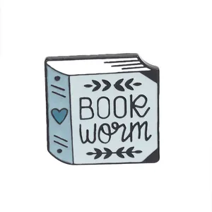 Cartone Animato Smalto Libro Spilla per Donna Lega Artistico Cuore Libro Verme Slogan Gioielli Regalo Accessori