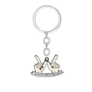 Whatever Forever Gesture Alloy Enamel Keychain Creative Street Style Metal Key Ring For Men Women Bag Pendant Accessories