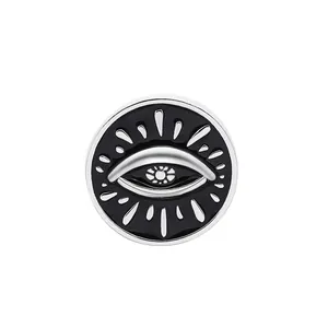 Punk Round Black Enamel Evil Eye Brooch Pin Alloy Geometric Eye Badge Jewelry Clothing Accessory For Men Women Gothic