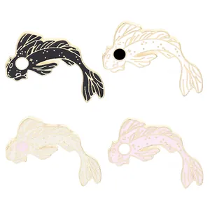 Cute Koi Fish Enamel Pin Brooch Artistic Yin Yang Carp Alloy Lapel Badge Jewelry For Women Men Backpack Clothes Gift