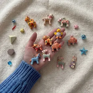 Charming hand-painted ceramic animal charms including deer, rabbit and horse for DIY jewelry