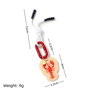 Marine lobster bag charm with cream tag, red lobster print and climbing hook, 9g weight