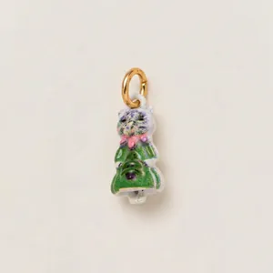 Handgeschilderde keramische dierenhanger met groene jurk voor DIY sieraden maken