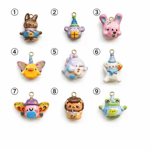 Colorful stainless steel animal pendants featuring bunny and duck charms for jewelry making