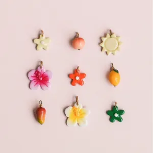 Stainless Steel Food Pendant Necklace 18K Gold Plated Hamburger Hotdog Donut Bread Fruit Flower Shape Charm Jewelry For Women Men