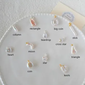 Assorted baroque natural pearl pendants in various geometric shapes for jewelry making