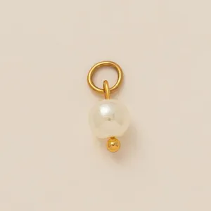 Pendentif en acier inoxydable plaqué or 18 carats avec perle ronde élégante