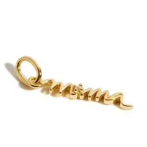 18k vergulde mama letter hanger met zirkoniasteen voor DIY sieraden maken
