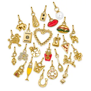 Roestvrij Staal Vintage Creatieve DIY Hanger Voedsel Burger Pizza Dier Hond Hart Sieraden Benodigdheden Goud Vergulde Emaille Charms Voor Ketting Armband Maken