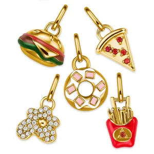 Creatieve 5-delige set hangers met emaille burger, pizza, donut en frietjes motieven