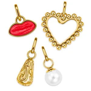 Retro voedsel symbool hangers en gouden bedeltjes voor DIY sieraden maken sets