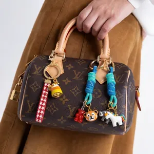 Llavero de Aleación Chapado en Oro de 18K con Animales Corazón Ojo Turco Colgante para Bolso Accesorios de Cuerda Trenzada de Bricolaje para Mujeres Niñas