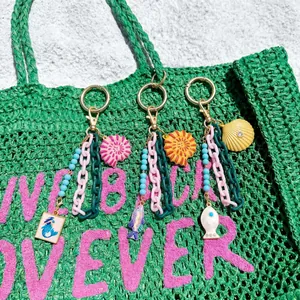 Mode DIY Oceaan Thema Sleutelhanger Tas Bedel Zeemeermin Schelp Vis Kreeft Kralen Legering Acryl Hanger Voor Vrouwen Tas Decor