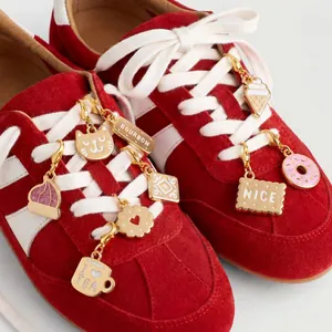 Cute Alloy Enamel Shoe Charms DIY Sneakers Decoration Cartoon Food Animal Cat Donut Cookie Cake Pendants Accessories
