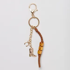 Western-Taschenanhänger mit Cowboystiefel-Anhänger, Seestern-Detail und Webperlen