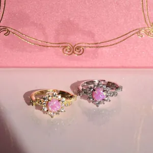 Sonnenstrahl Opal Halskette Ring Ohrringe Armband Schmuck Kupfer Zirkon Eingelegt Geometrische Anhänger Zubehör Damen Vintage