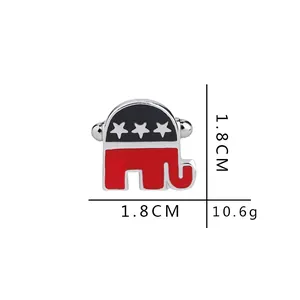 French style elephant cufflinks with flag pattern and stars in durable zinc alloy