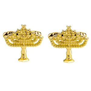 Gold Menorah Men's Cufflinks Zinc Alloy Vintage Religious Candle Holder Design Shirt Cuff Links Jewelry Gift For Men